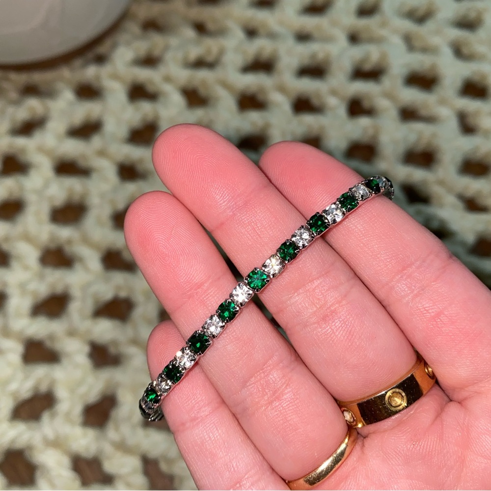 Faux Emerald and Diamond Bracelet